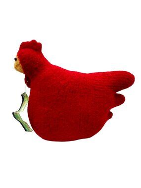 Handmade Felted Wool Blend Red Chicken Figurine - Made In USA
